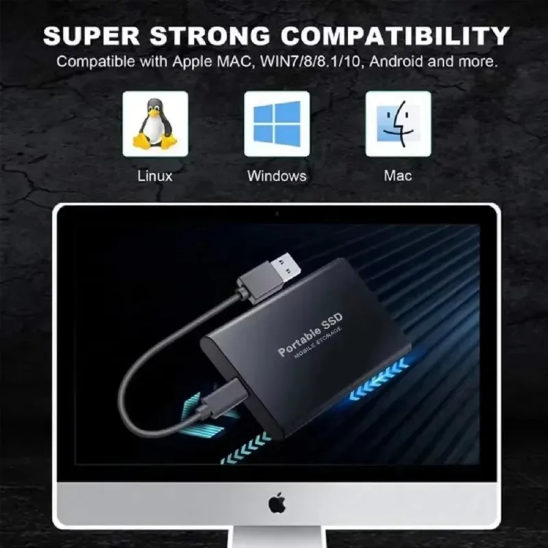 1TB External Hard Drive 256TB Original Solid-state Drive 4TB Portable SSD USB3.1 High-speed External Hard Disk for Laptop/MAC/PC