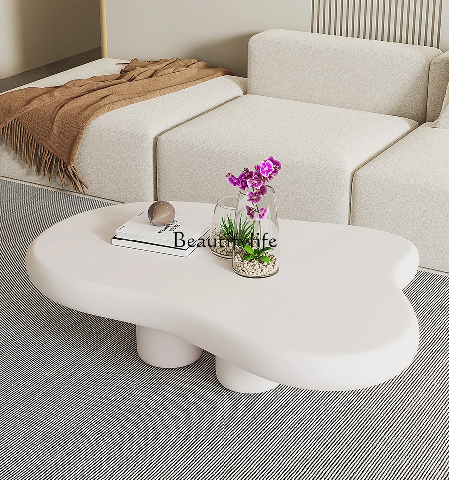 

Cream Style Special-Shaped Cloud Tea Table Light Luxury Modern Simple Home Small Apartment Silent Style Table