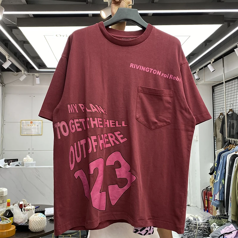

Washed RRR123 T Shirt Men Women Best Quality T-shirt RRR 123 Vintage Heavy Fabric Pocket Logo Graphic Tee Tops