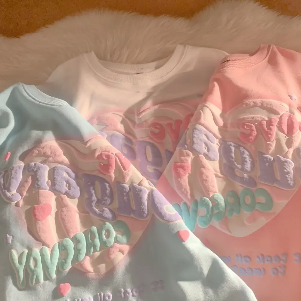 Oversized Crewneck Sweatshirt Women Spring Autumn New Thin Letter Print Hoodie Female Korean Style Loose Chic Long Sleeved Tops