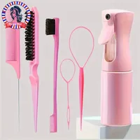 6 pièces/ensemble ensemble de brosses à cheveux coiffure vaporisateur bouteille cheveux tressage boucle Rat queue peigne taquin cheveux Brsuh bord contrôle brosse à cheveux 1