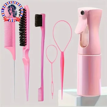 6 pièces/ensemble ensemble de brosses à cheveux coiffure vaporisateur bouteille cheveux tressage boucle Rat queue peigne taquin cheveux Brsuh bord contrôle brosse à cheveux