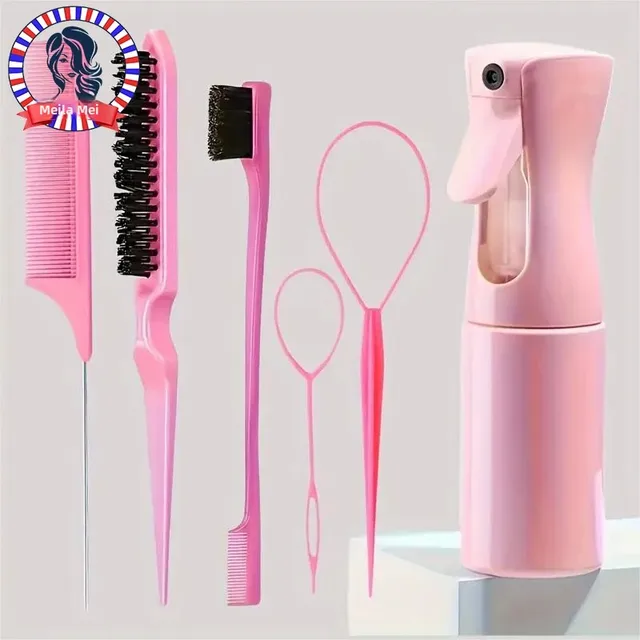 6 pièces/ensemble ensemble de brosses à cheveux coiffure vaporisateur bouteille cheveux tressage boucle Rat queue peigne taquin cheveux Brsuh bord contrôle brosse à cheveux 1