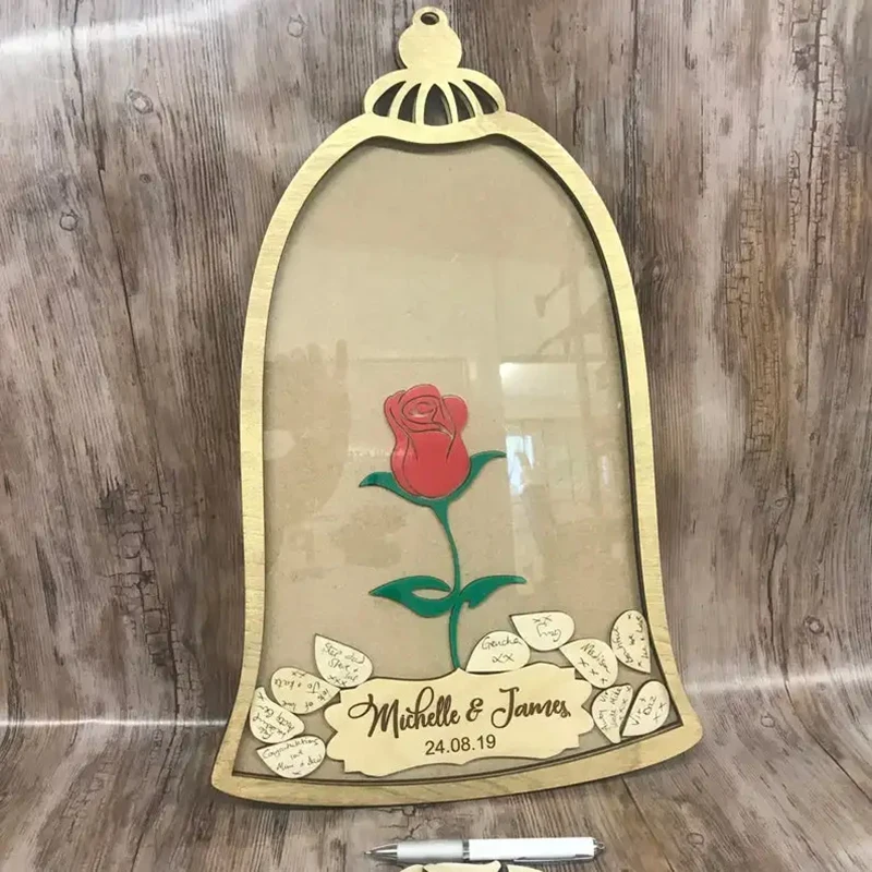 Beauty And The Beast Rose Bell Dome Jar Themed Wedding Drop Box Alternative Guest Book Dome Jar Birthday Guestbook Petals Rustic