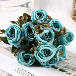 Elegant Silk Rose Bouquet for Weddings and Home Decor (Lake Blue)