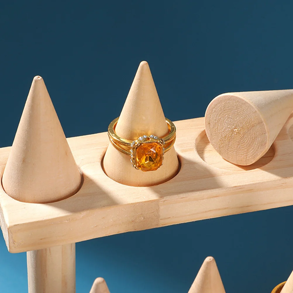 

Jewelry Display Rack Storage Containers Ring Jewelery Holder Stand Wooden Cone Holders