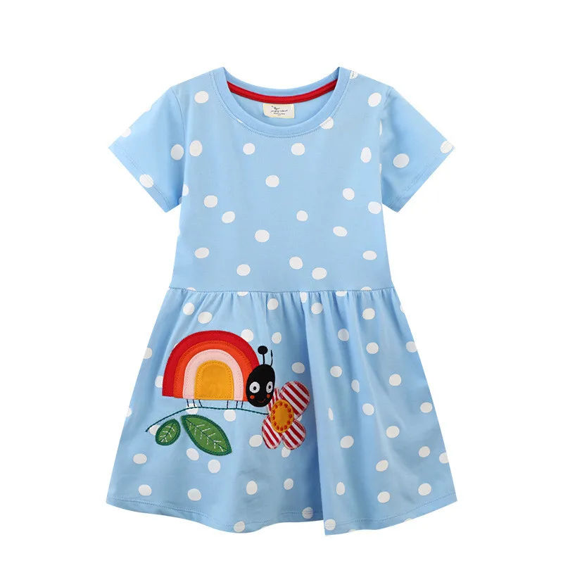 Jumping Meters Neue Ankunft Kinder Party Mädchen Kleider Kurzarm Prinzessin Geburtstag Tiere Applique Baby Kleider Kostüm – Detail 2