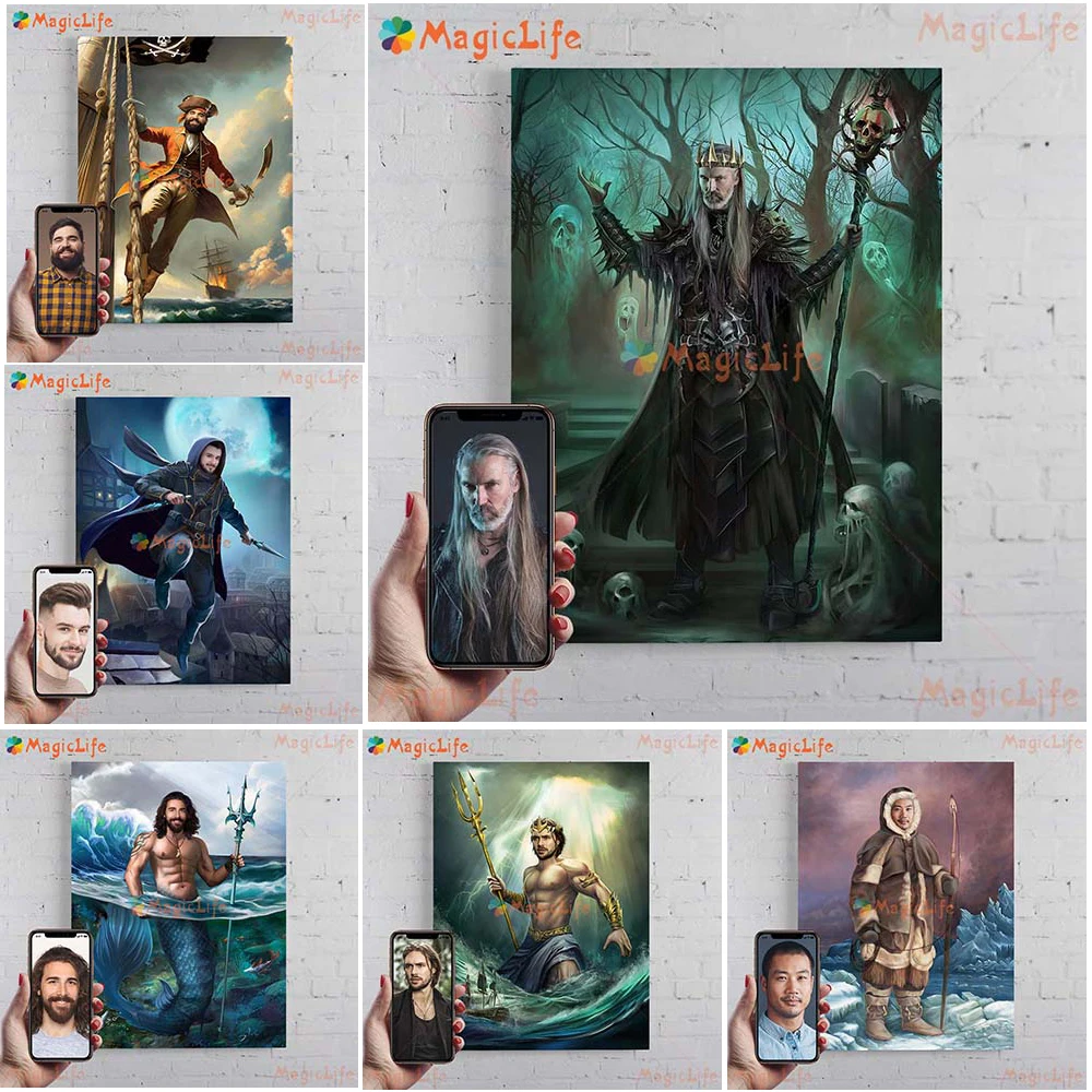 

Custom Fantasy People Portrait Funny Vintage Posters Wall Pictures For Living Room Poster Wall Art Canvas Painting Unframed