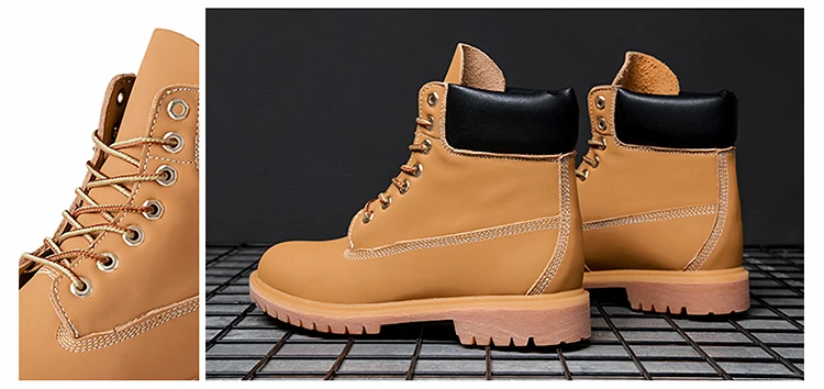 Men's Waterproof Non-Slip Winter Boots - Lacing Detail