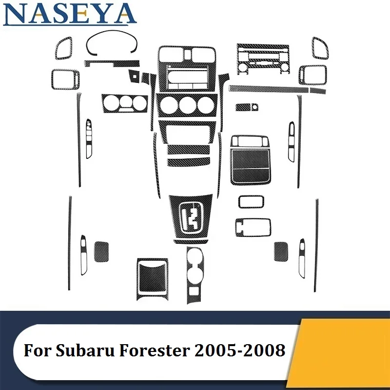 

For Subaru Forester 2005 2006 2007 2008 Carbon Fiber Black Stickers Car Accessories Center Control Panel Dashboard Gear Shift