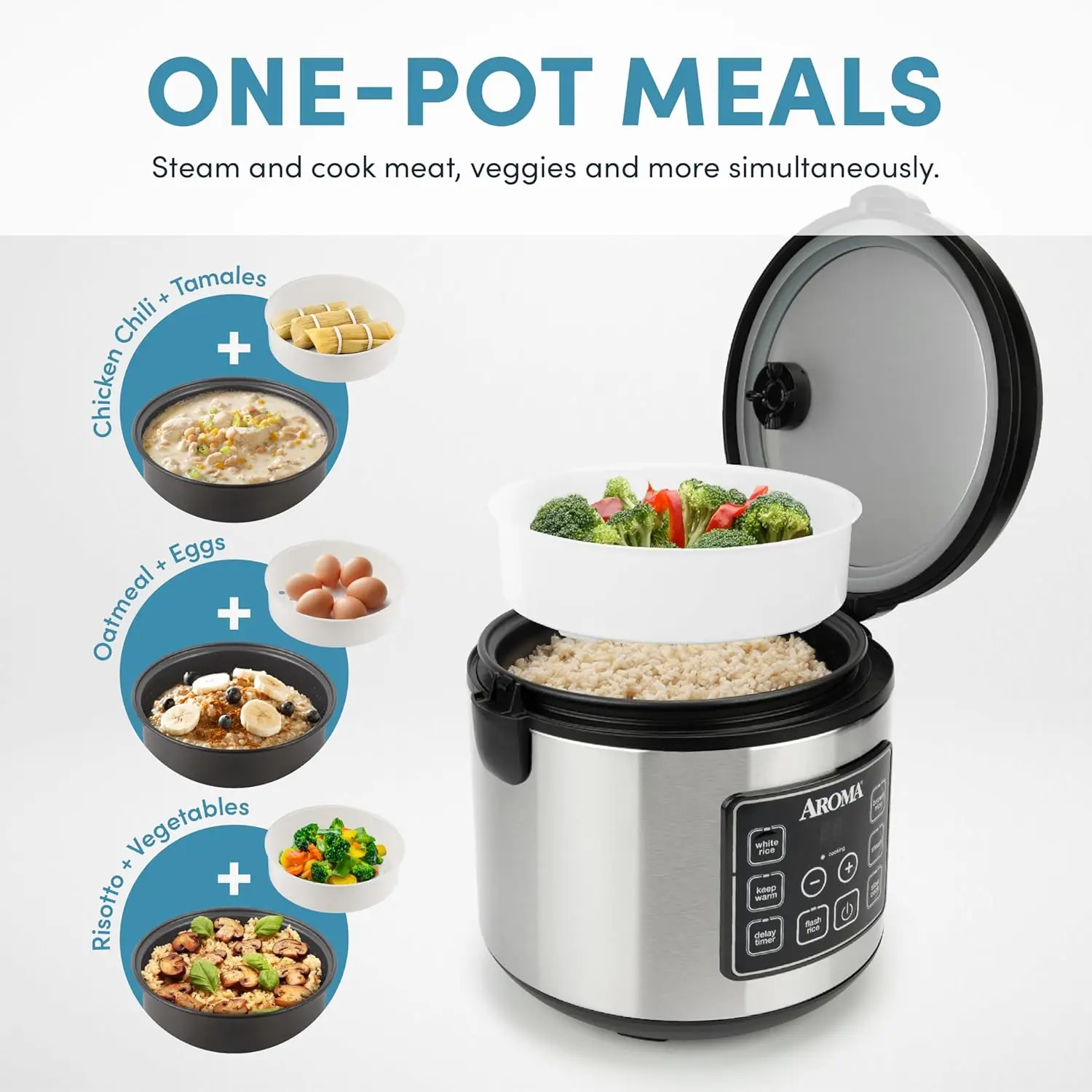 NEW 20 Cup Cooked (10 cup uncooked) Digital Rice Cooker, Slow Cooker, Food Steamer, SS Exterior (ARC-150SB),Black 2