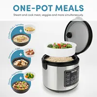 NEW 20 Cup Cooked (10 cup uncooked) Digital Rice Cooker, Slow Cooker, Food Steamer, SS Exterior (ARC-150SB),Black 2
