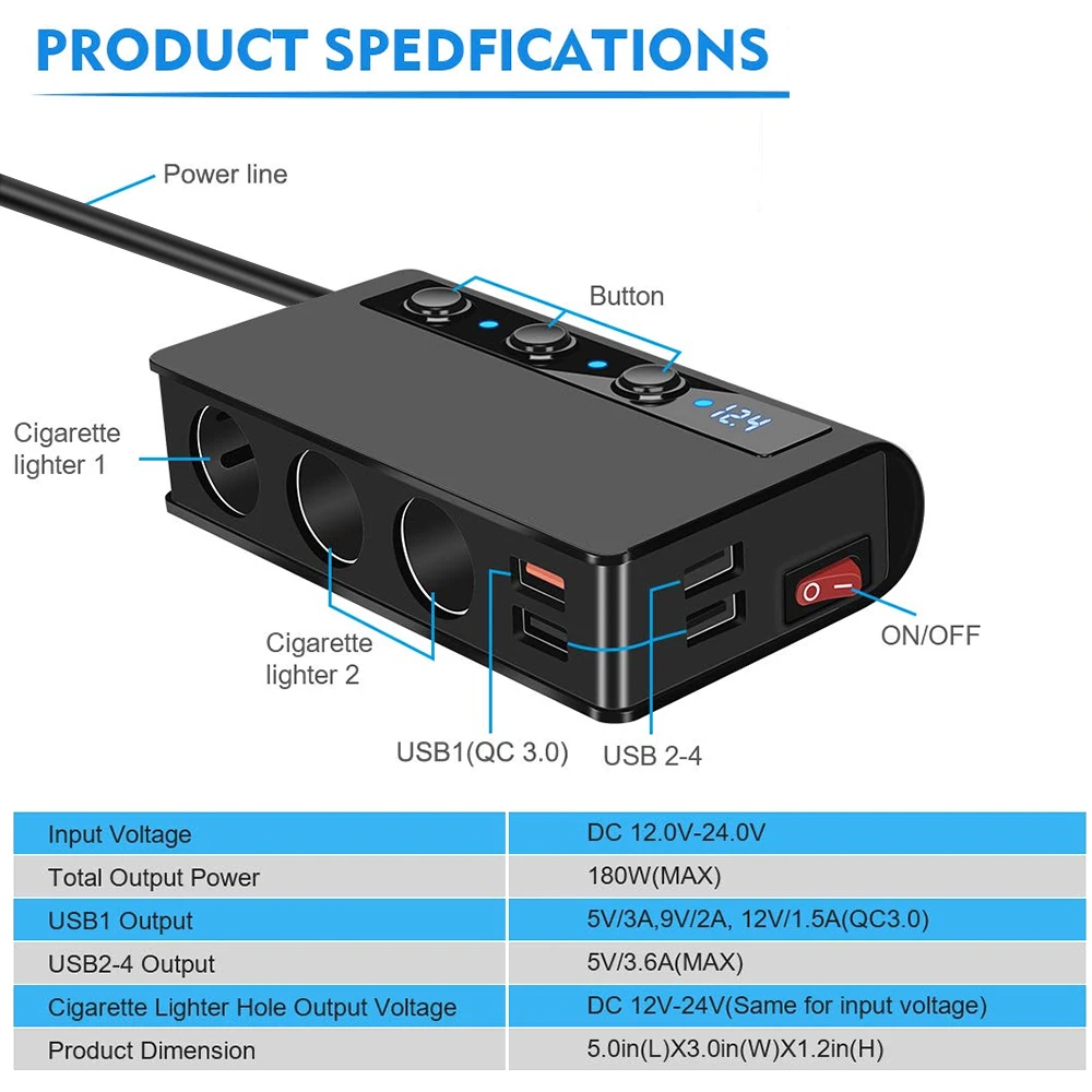 Extractme     й,   3.0 , ޴ е USB  , 12V, 24V, 4 Ʈ, 180W