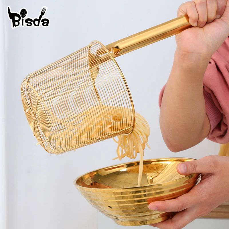 1PC Noodle Sieve Colander Food Dumplings Sub net Basket Filter Fryer Fries Dryer Cooking Basket Kitchen Utensils Stainless Steel