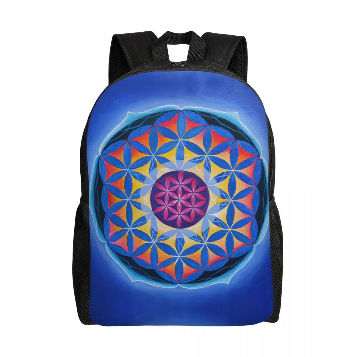 

Radiant Flower Of Life Mandala Backpacks for Women Men School College Students Bookbag Fits 15 Inch Laptop Sacred Geometry Bags