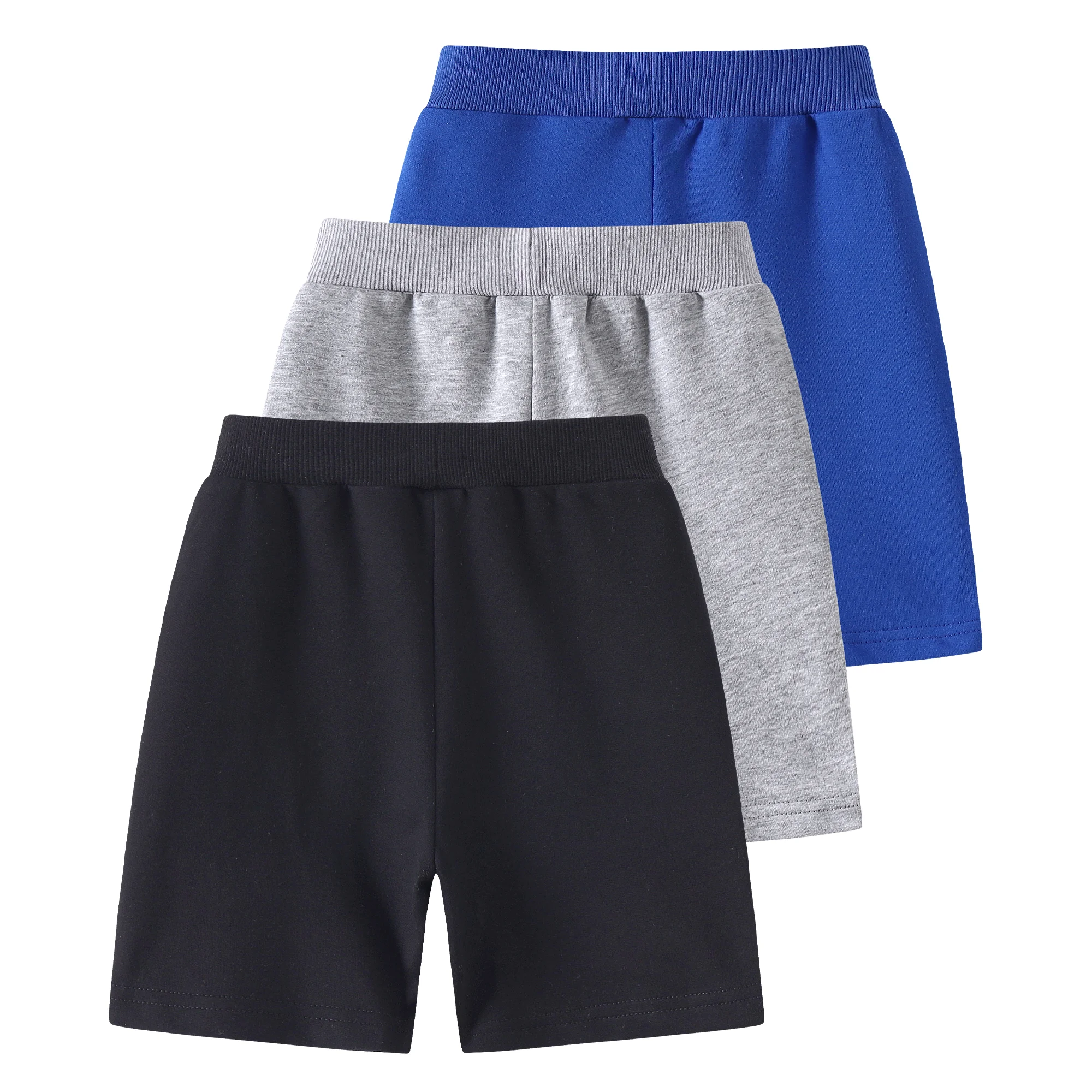 3-Pack Toddler Boys' Cotton Athletic Shorts with Pockets Pull-On Design Active Dinosaur Embroidery, Soft and Breathable