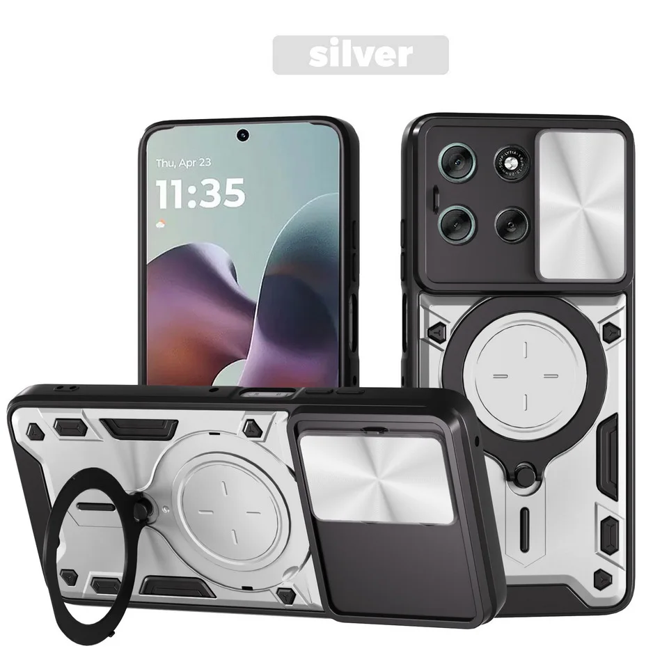 Enhanced Metal Ring Camera Protect Case with Rotating Holder and Armor Design