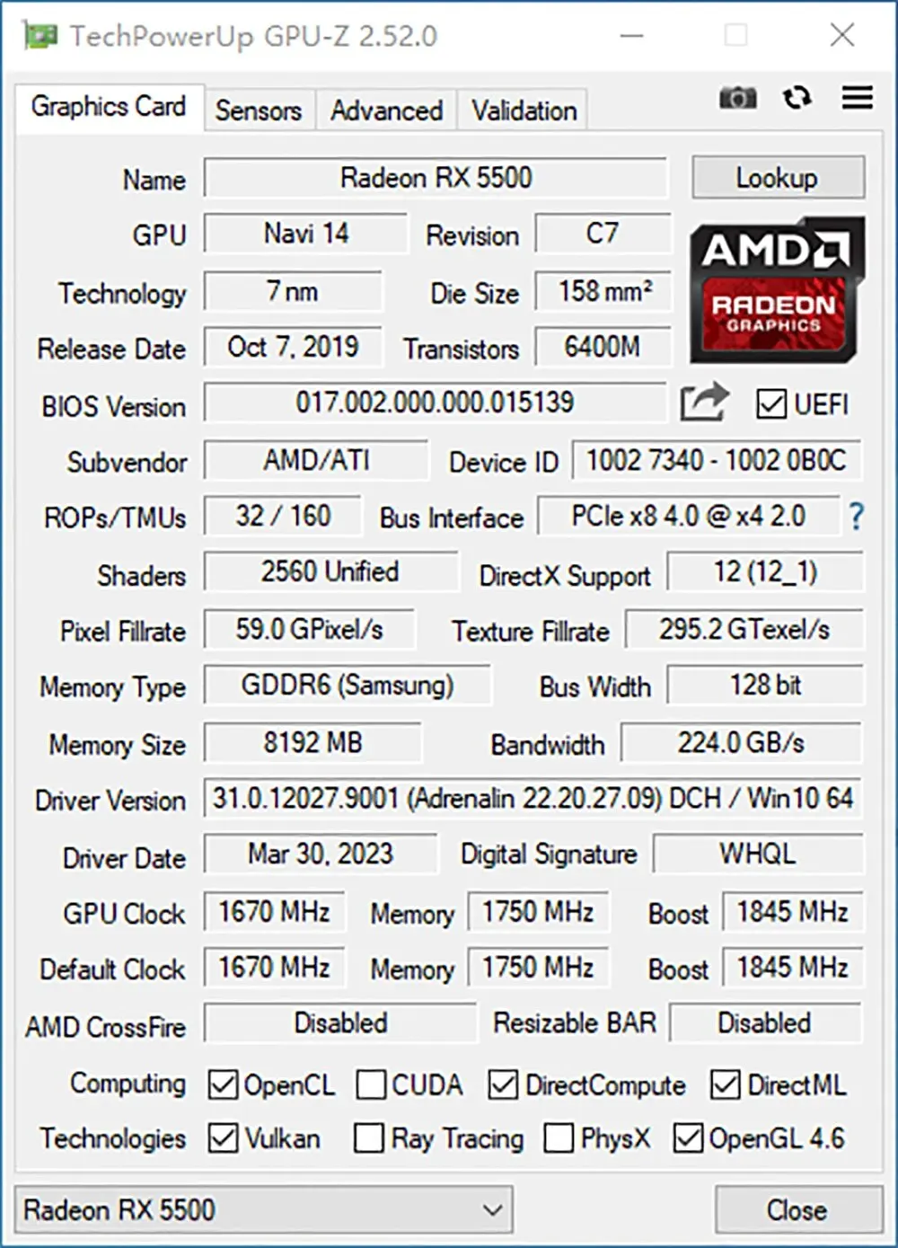 MLLSE AMD RX 5500 8GB Graphics Card GDDR6 128Bit PCI Express 4.0 &times;8 8Pin Radeon GPU Rx 5500 8g Gaming Video Card Placa De Video graphics card