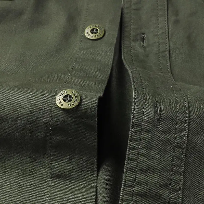 Military Shirt Men Long Sleeve 100% Cotton Army Green Mens Shirts Spring Autumn High Quality Camiseta Masculina Male Clothing