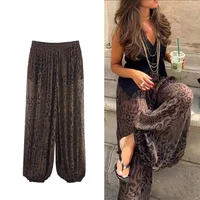 Casual Chic Lantern Pants Women Pant Vintage Animal Printed Translucent Pants Fashion 2026 Spring Streetwear Trousers