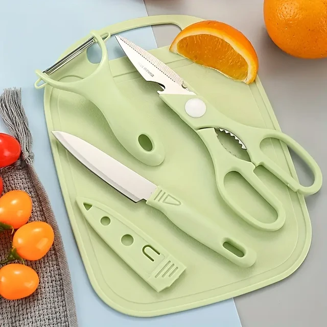 5/7 Pcs/set Kitchen Knife With Storage Holder Pink Blue Stainless Steel  Fruit Vegetable Knife Set Potato Peel Chopping Boards - AliExpress
