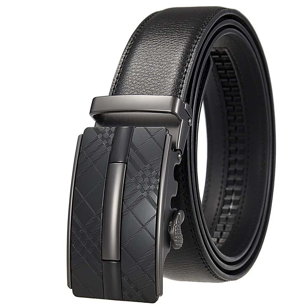 

Men's Genuine Leather Business Belt Hard Alloy Automatic Buckle Natural Cowhide 35mm Business Belt For Male No Holes