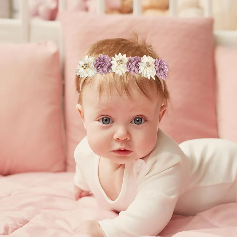 Lovely Baby Girl Headbands Elastic Nylon Baby Pearl Floral Headbands Newborn Infant Toddler Hairband Headwear Hair Accessorie images - 6