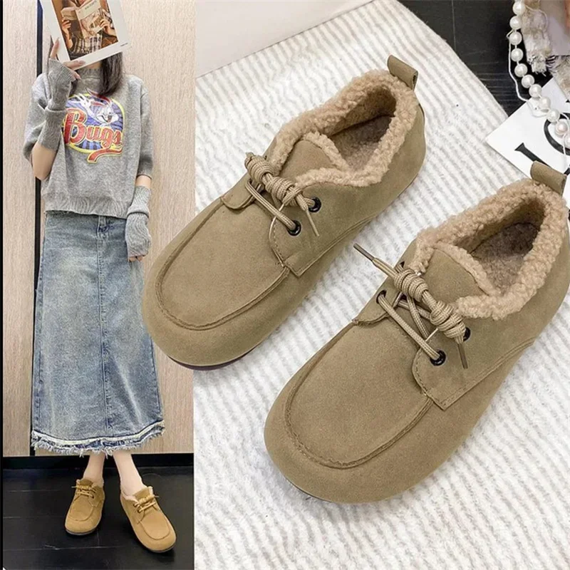 

Winter Lazy People Kick on Cotton Shoes, Versatile Women's Bean Shoes, In Fashion Home Cotton Slippers, Plush Flat Shoes