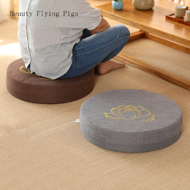 Cojín de meditación de textura dura para Yoga, almohada de respaldo, Tatami  japonés, extraíble y lavable