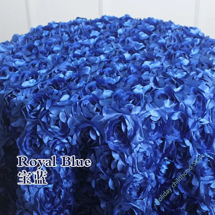 3D Rose Petal Tablecloth Carpet Wedding Party Banquet Birthday Background Rosette Satin Table Skirt Round Table Cover Home Decor