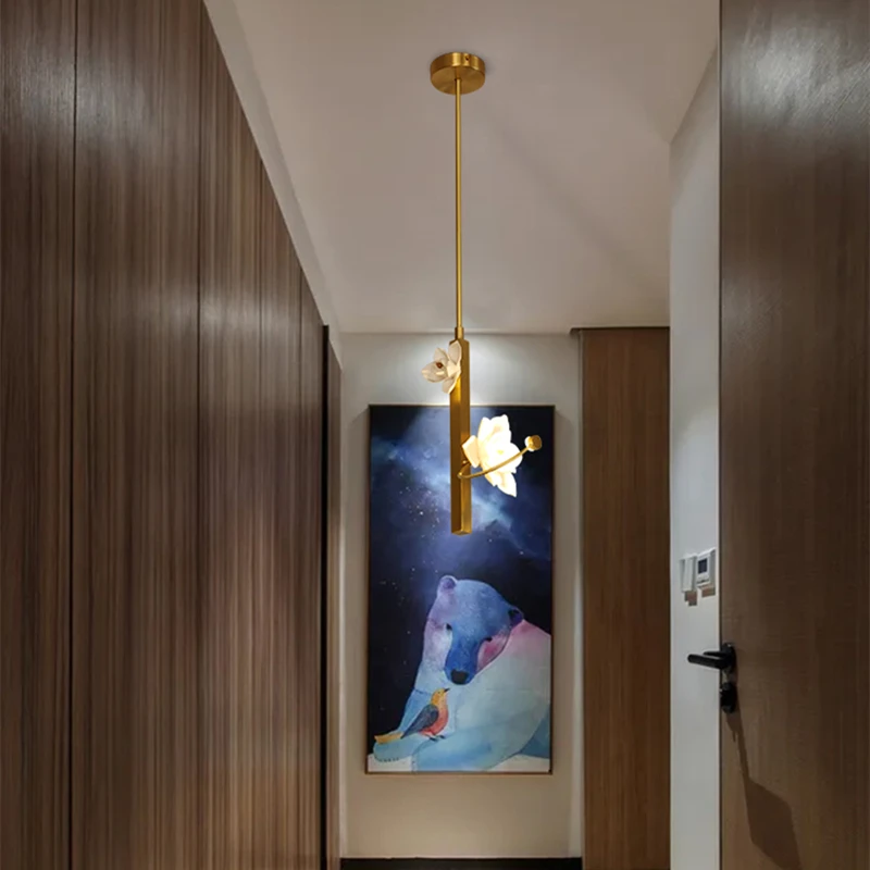 New Wall Lamp Chinese Indoor Led Ceiling Chandelier For Bedroom Living Room Corridor Lotus Pendant Light Furniture Decoration 2
