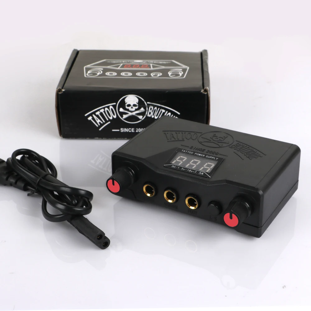 Tattoo Power Supply Set Kits Adjustment Voltage 0-18 With Tattoo Foot Pedal Switch Clip Cord Supplies tattoo power supply
