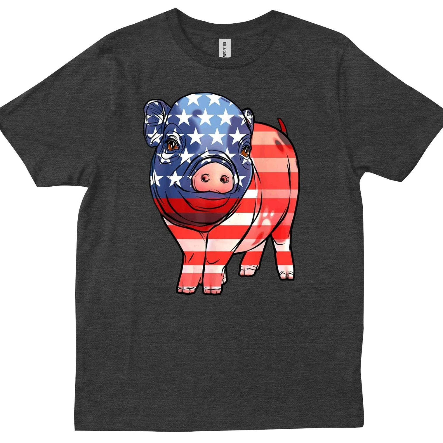

Cute American Flag Pig Farmer Farm Patriotic Funny Gift T Shirt. New 100% Cotton Short Sleeve O-Neck T-shirt Casual Top