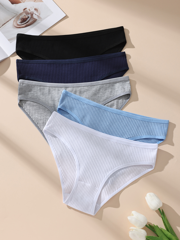 5Pcs Women's Fresh Sexy Elegant Comfortable Tight Thong Underwear S-L