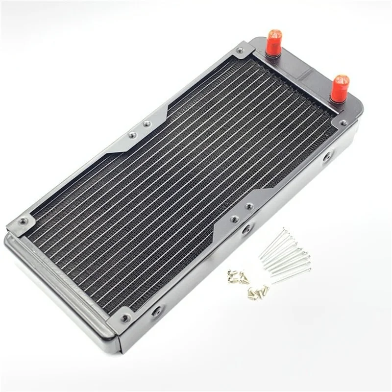 

240mm Aluminium Computer Radiator Water Cooler 18 Tube Straight Mouth CPU Heat Sink Exchanger Black Industrial Row