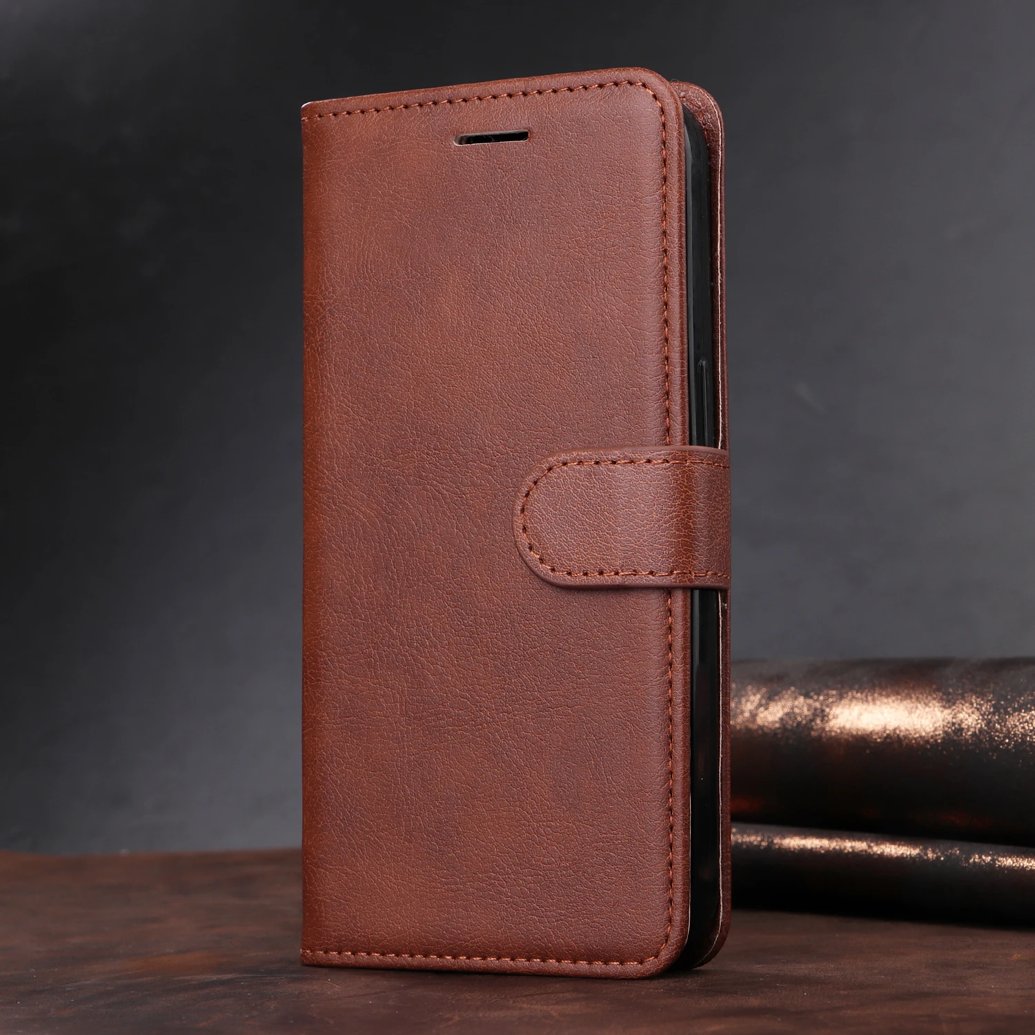 Deluxe Leather Wallet Flip Cover Case - PU Material