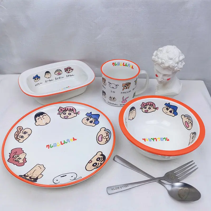

Аниме Kawaii Crayon Shin Chan Ins тарелка для завтрака Салатница мультяшная керамическая чашка для воды для ежедневного использования прекрасные подарки для девочек