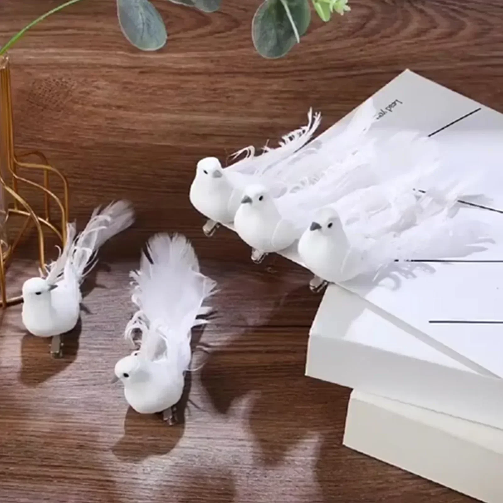 Uccelli Artificiali Bianchi In Schiuma Con Piume Vere – Con Clip In Metallo, 20 Pezzi Per Decorazioni, Matrimoni E Centrotavola