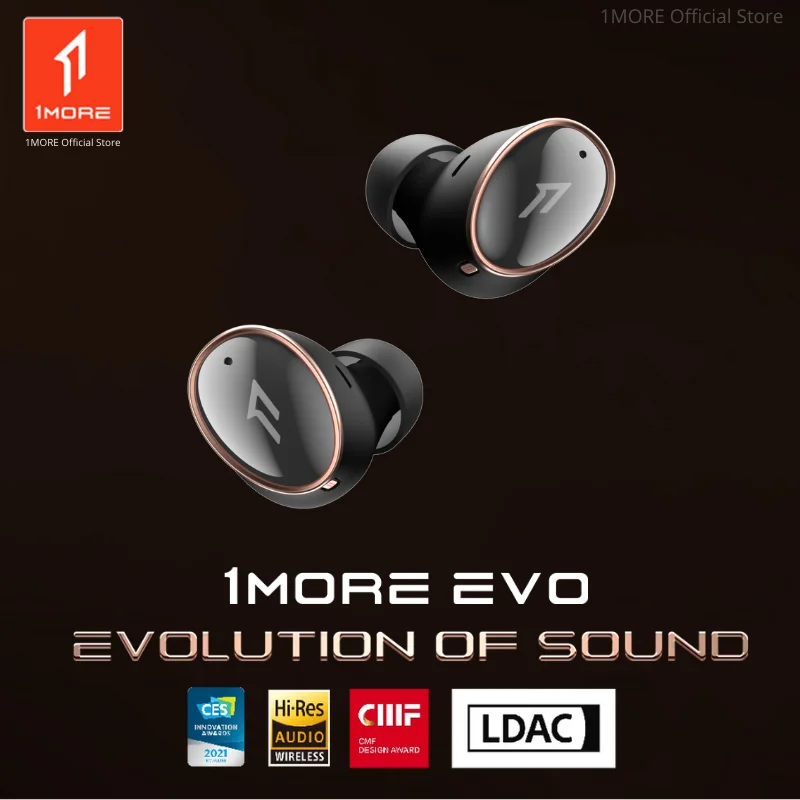 

1MORE EVO Hi-Res LDAC Wireless Earbuds Audiophile Hi-Fi Sound Tws Active Noice Canceling Bluetooth 5.2 Headphones 6 Microphones