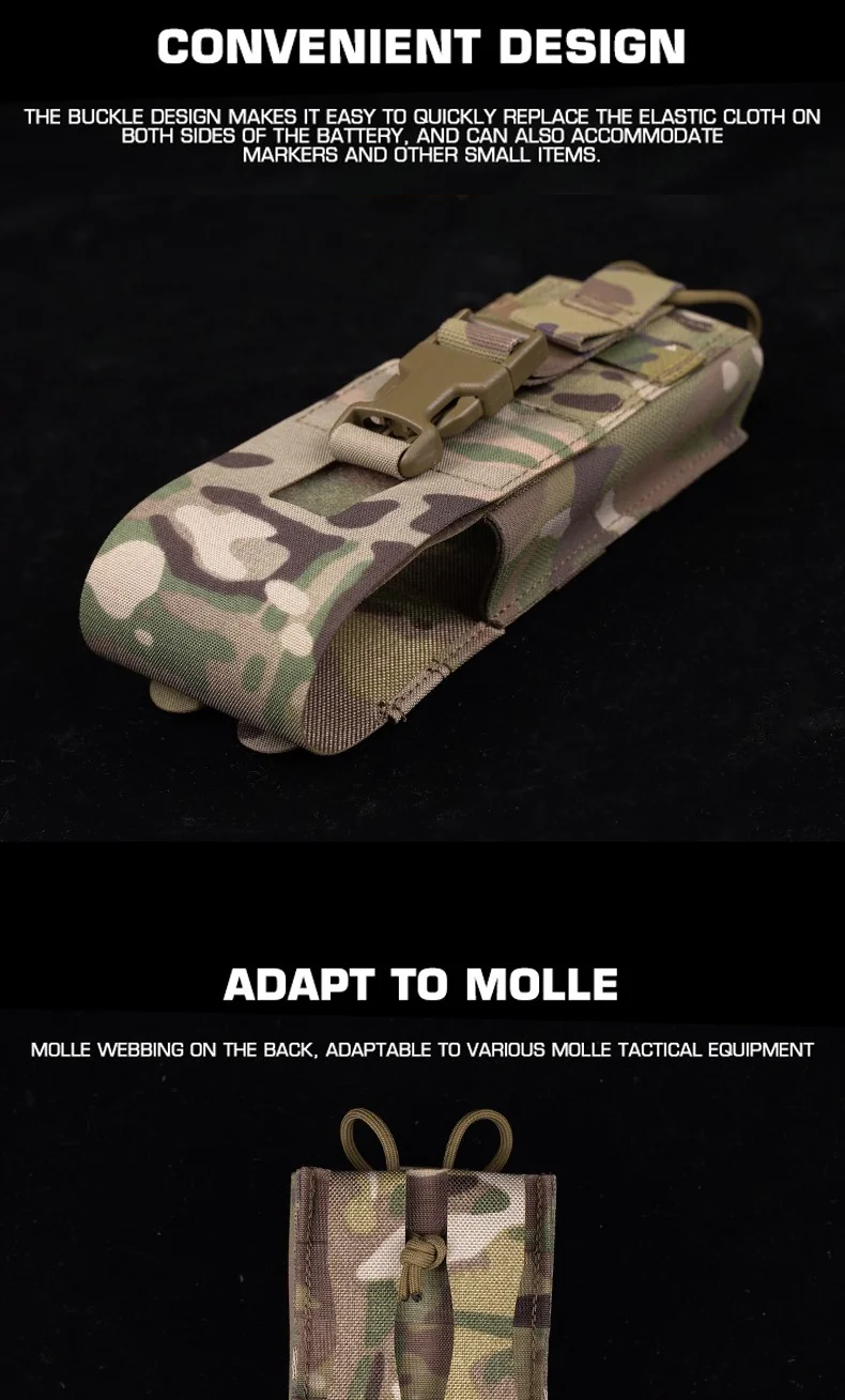 Leichte MOLLE-Radiotasche, Schnellverschluss-Universalhalter für PRC-152/148/163 Walkie Talkies, Outdoor-Airsoft-Nutzung aus Nylon – Detail 4