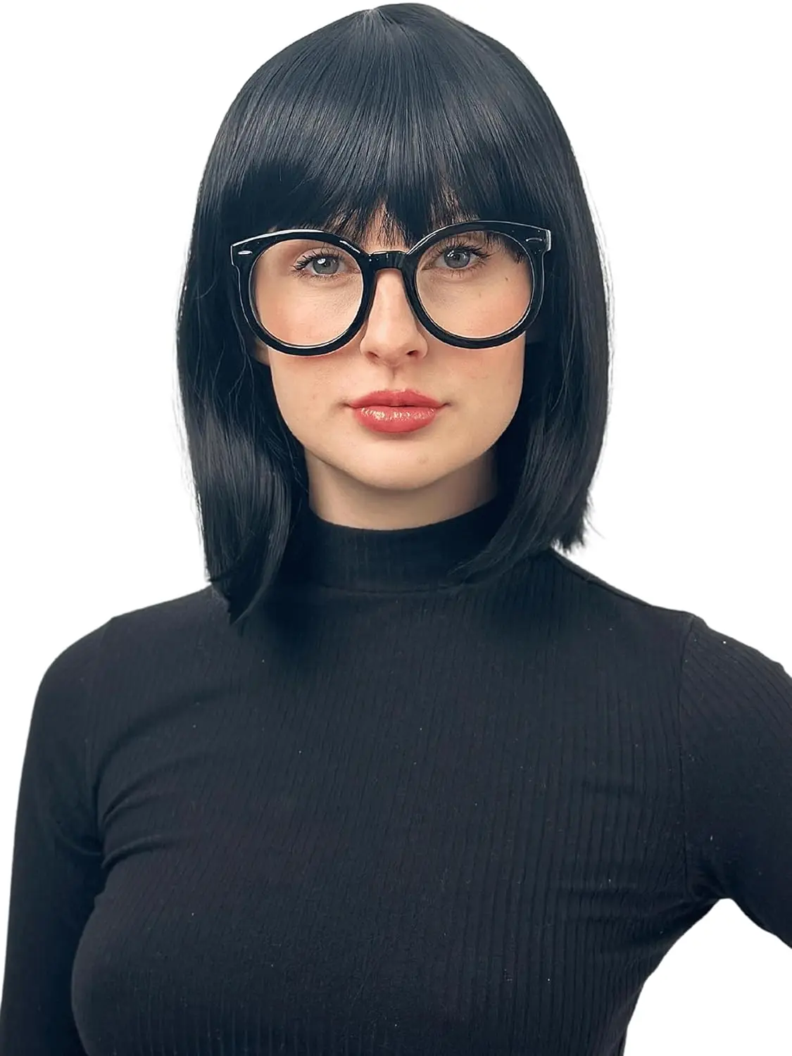 Increíble Edna Mode peluca y gafas-Black Flapper Bob peluca con flequillo  20s disfraz 1920s Flapper pelucas para mujeres-Girl - AliExpress, image size:1125x1500