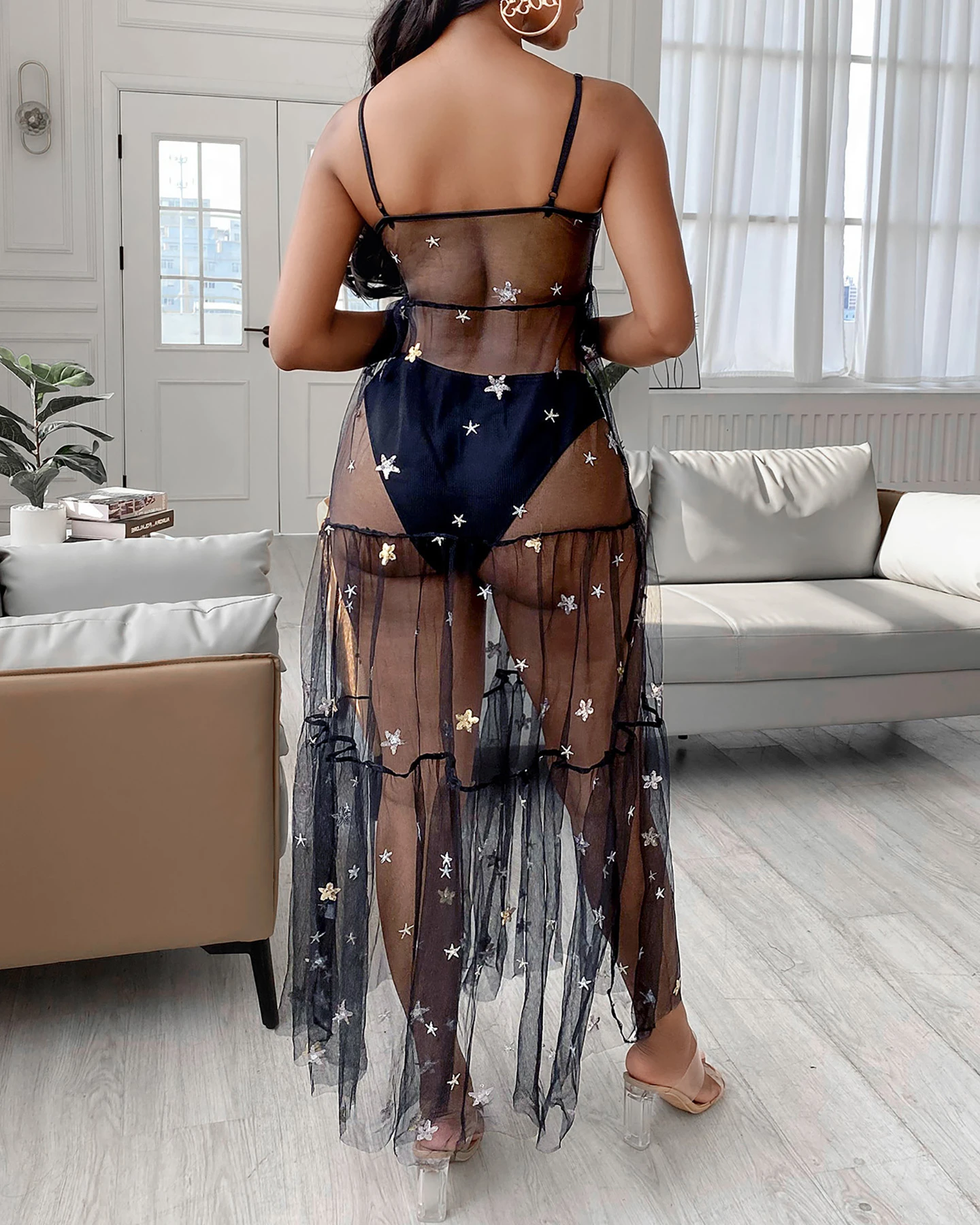 bathing suit wrap cover up Summer Dresses Woman 2022 Black Sexy Sequined Mesh Long Dress Beach Cover Ups For Women womens bathing suit cover up