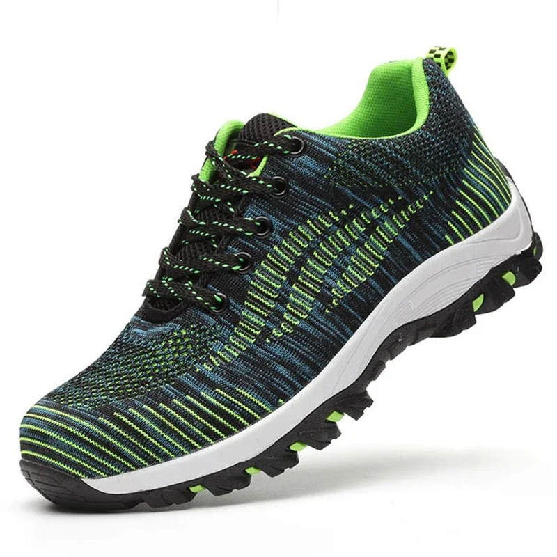 Men Casual Safety Shoes Spring Mesh Lace Up Steel Toe Shoe Men's Puncture Proof Labor Insurance Work Boots