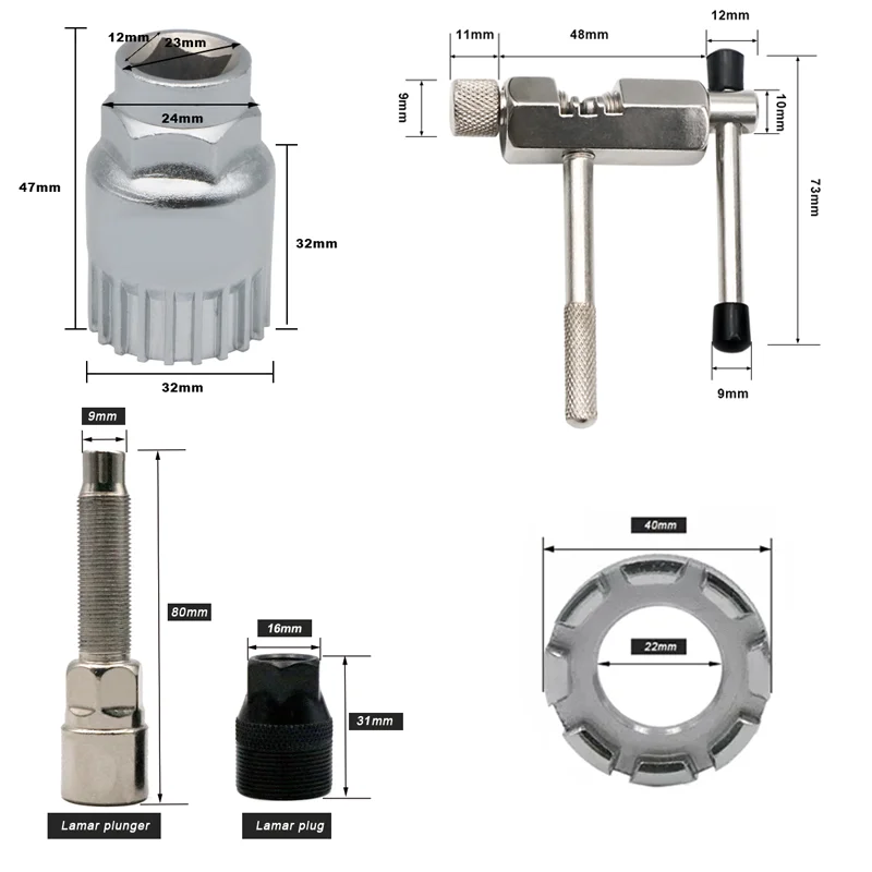 Outil De Réparation 2 En 1 Pour Roue Libre De Vélo - Compatible 5 à 10 Vitesses - Base Hexagonale 2,5 Cm - En Acier Au Carbone