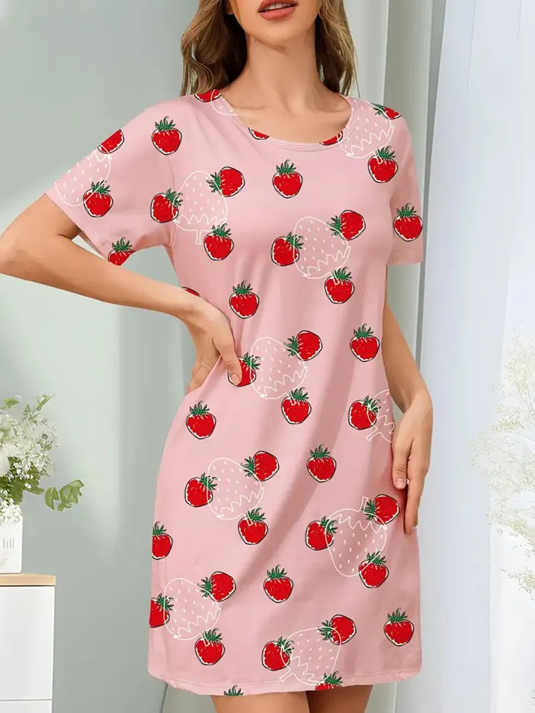 Women's Knee-Length Knit Nightgown with Soft Polyester Blend – Cute Sleepwear S4b2206dcbedb4ddfaf3ab3cc17ca15e1b