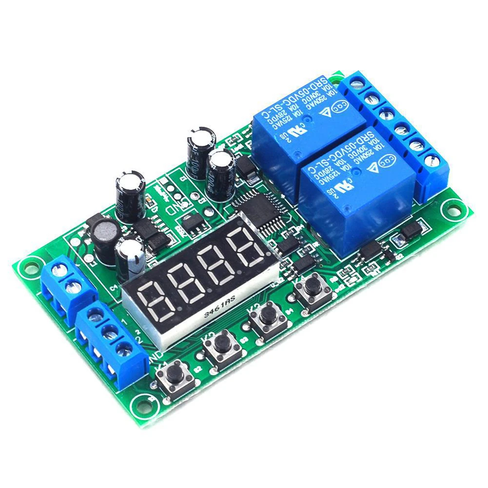 Yf-7 Multifunctional Dual Channel Delay Relay Module Board Pulse Trigger Cycle Timer 0.01s-999m Delay Time Adjustable 7-30v Dc