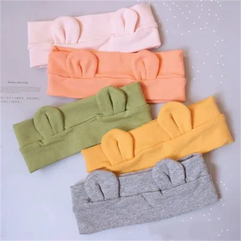 

Newborn Headband Cotton Solid For Girl bear Ear Hairbands Turban Knot Headband Kids Accessoire