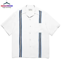 Summer 24SS Best Quality WACKO MARIA Mens Womens Striped Tape Colorblocked Cuban Neck Hawaiian Short Sleeve Shirt 2