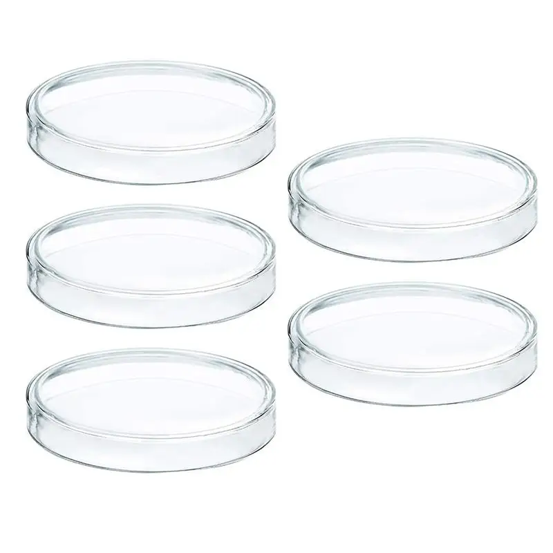 5Pcs Glass Petri Dishes Cell Culture High Borosilicate Petri Dishes for