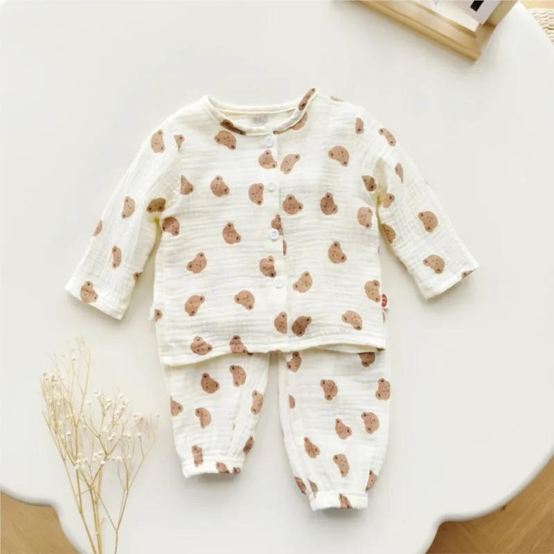 Anton Bears Handsmocked Pajama Babygrow